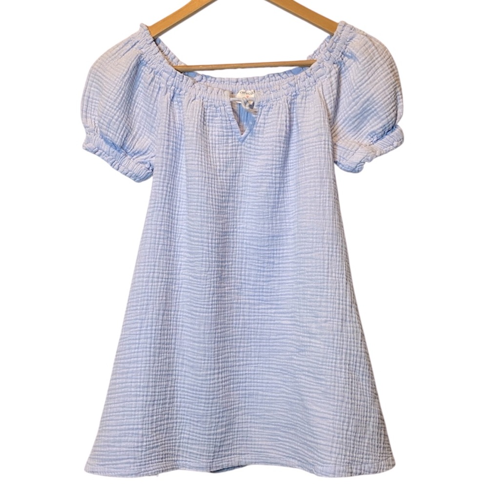 Crewcuts Gauze Dress Girls 8 Pastel Blue Short Puff Sleeves Spring School Casual